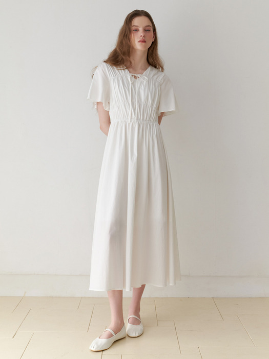 Due shirring dress (white)