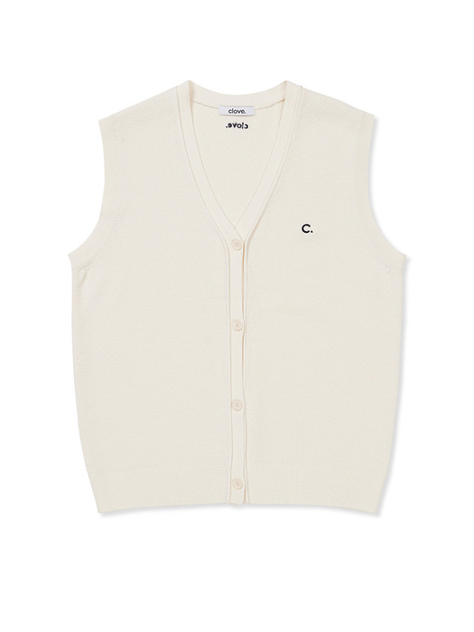 [24SS clove] Button-up Knit Vest (Cream)