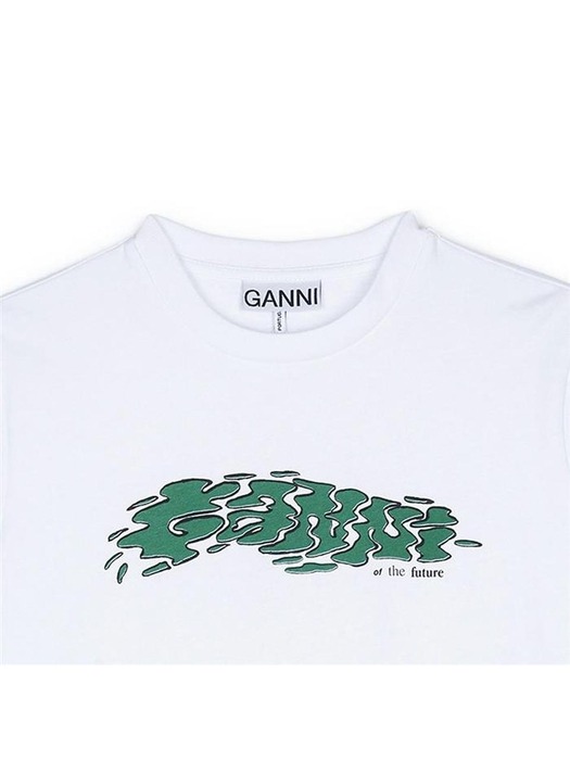 가니 여성 퓨처 로고 릴렉스핏 반팔 티셔츠 화이트 T3887-151