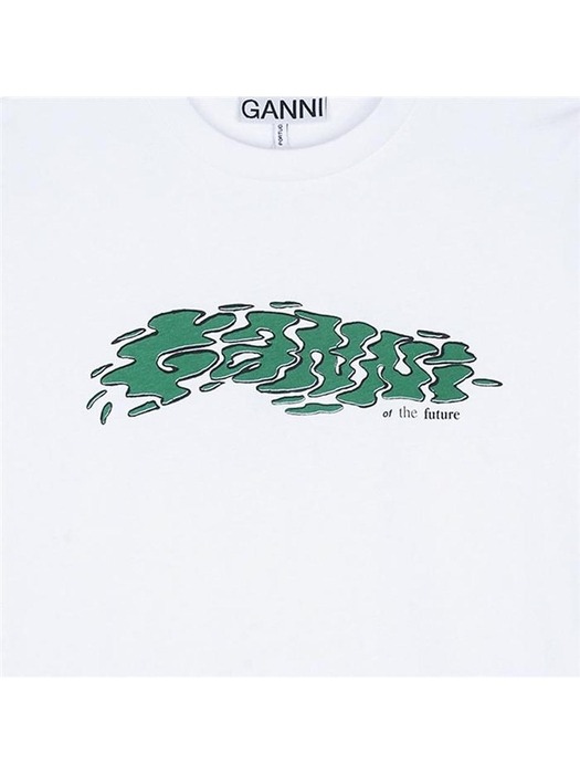 가니 여성 퓨처 로고 릴렉스핏 반팔 티셔츠 화이트 T3887-151