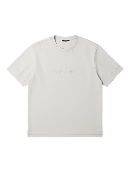 남성 리싸이클 분또 레터링 반팔 라운드 티셔츠 (LT-BEIGE) (HA4ST01-23)