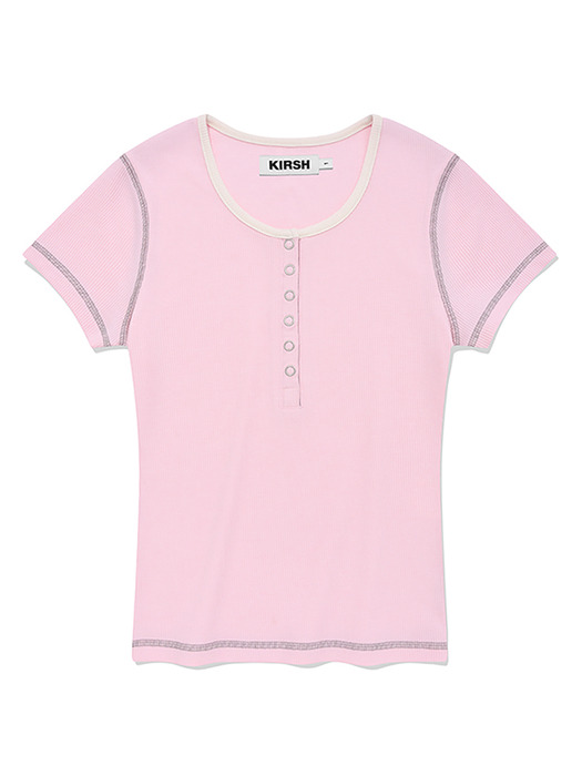 스티치 포인트 슬림핏 티셔츠 [핑크]
