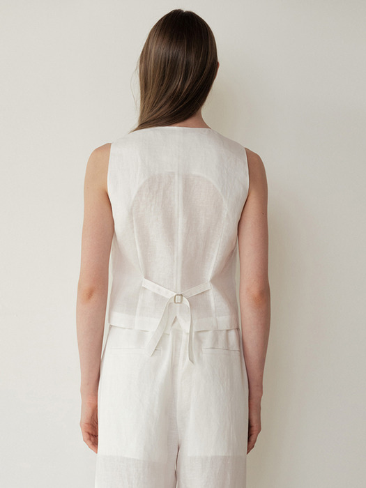 LINEN VEST_WHITE