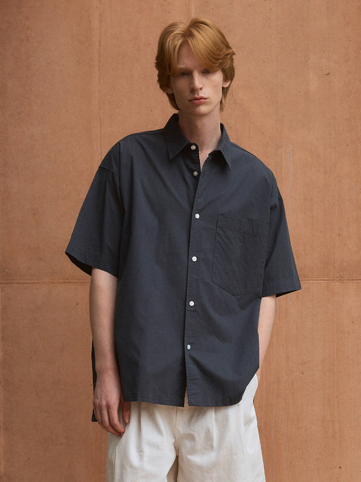 Pure Cotton Pocket Half Shirt 4color