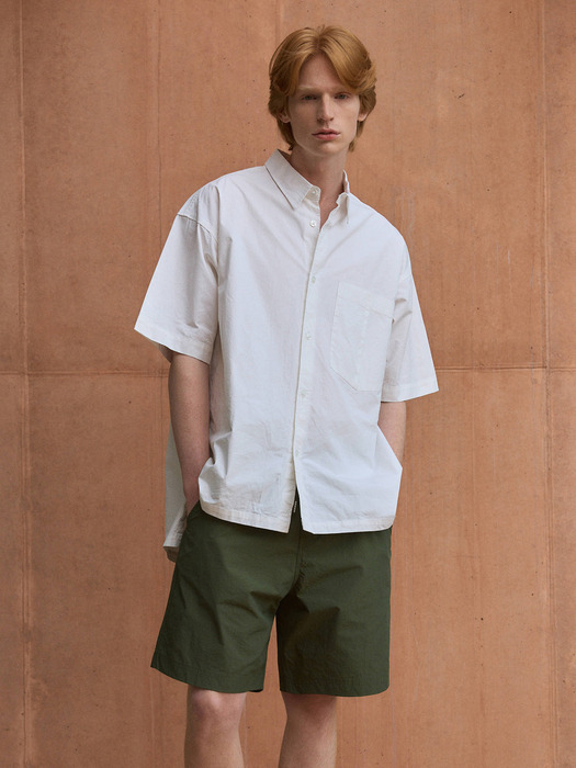 Pure Cotton Pocket Half Shirt 4color