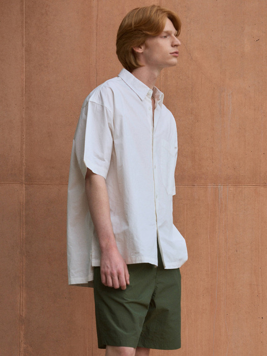 Pure Cotton Pocket Half Shirt 4color