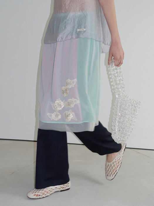 LAYERED FLOWER SKIRT_MINT