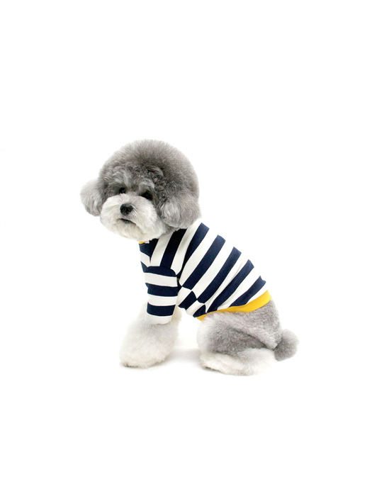 STRIPE NECK BUTTON TSHIRT-YELLOW(반팔티)