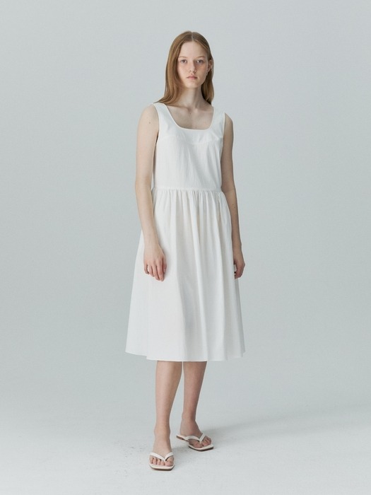 wide strap dress - white