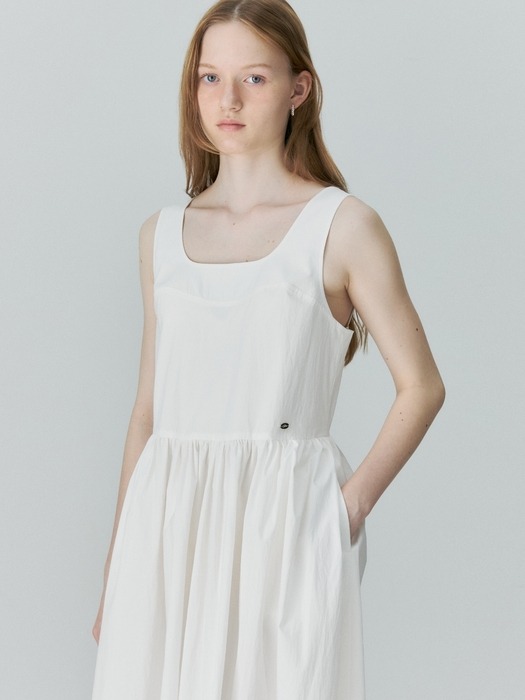 wide strap dress - white