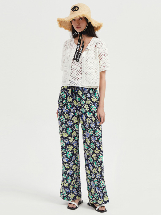 럭키슈에뜨]Logo Crochet Round Neck Half Sleeve