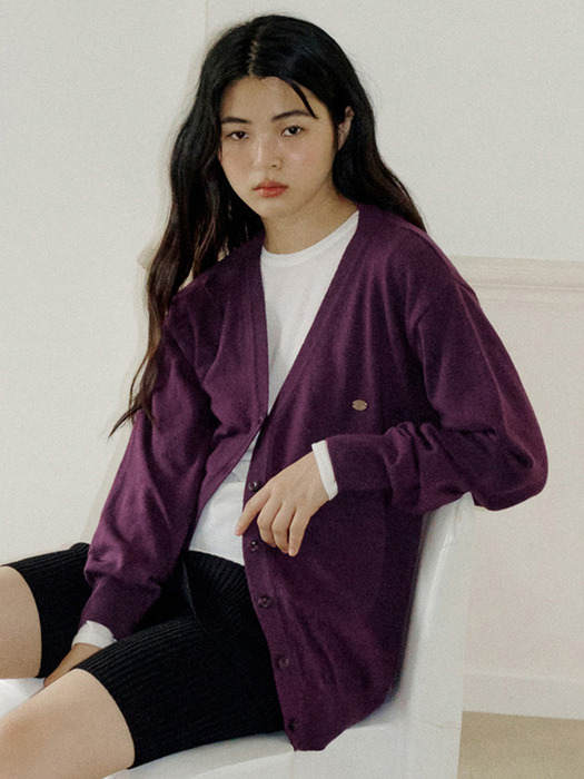 [2차리오더] [cashmere] boyfriend knit cardigan 207 (purple)