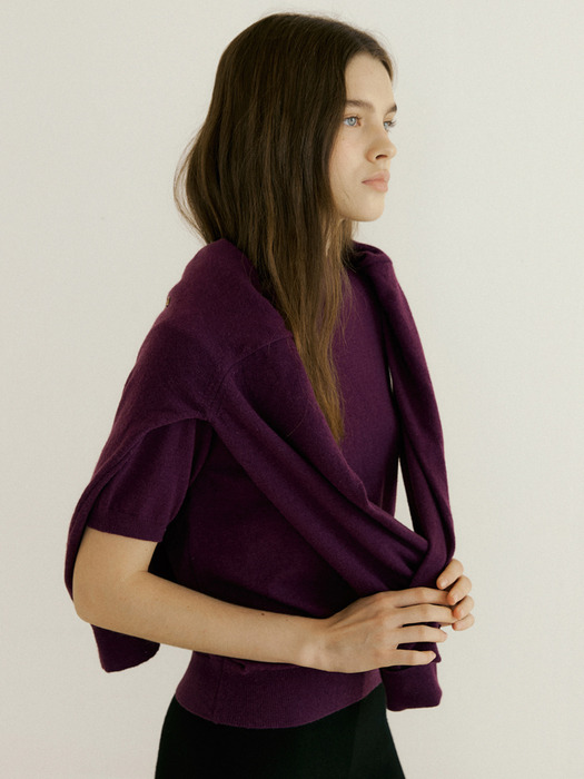 [2차리오더] [cashmere] boyfriend knit cardigan 207 (purple)