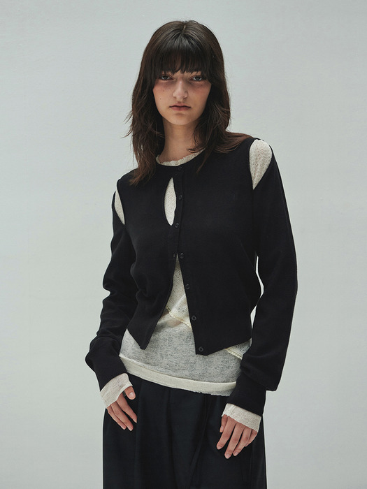 SLIT KNIT CARDIGAN (black)