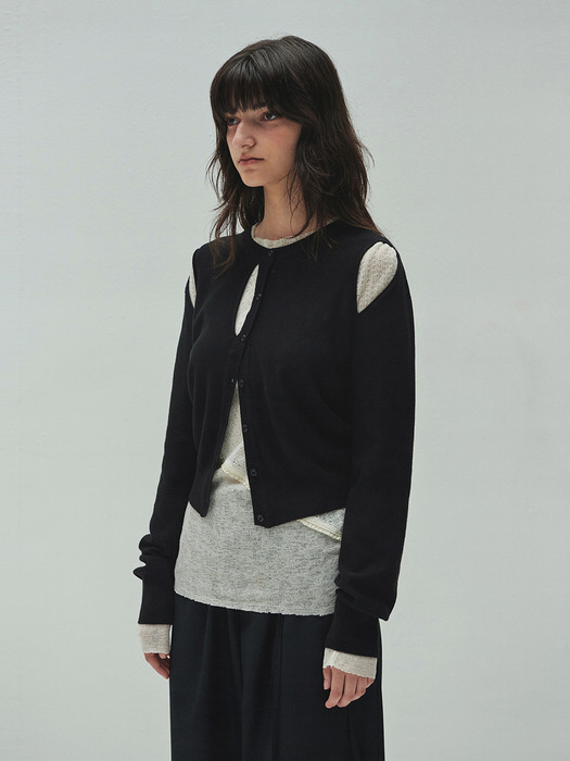 SLIT KNIT CARDIGAN (black)