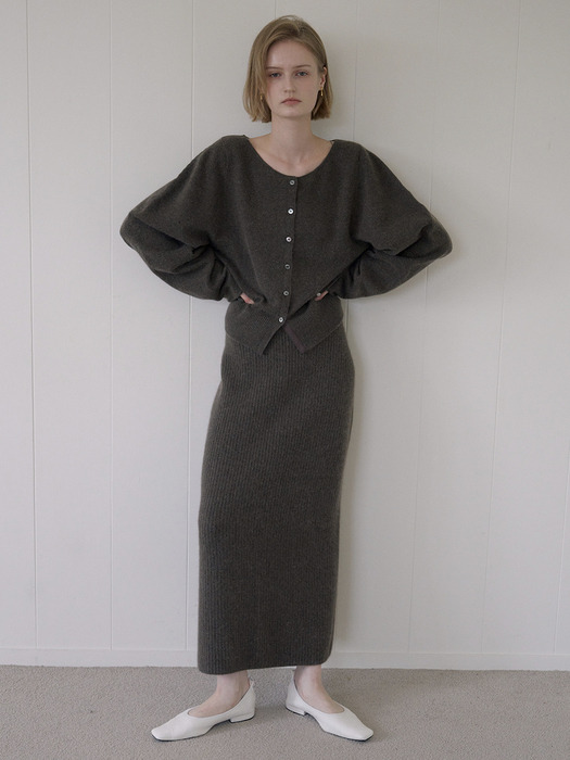 WHOLE GARMENT RACCOON CARDIGAN_KALE BROWN