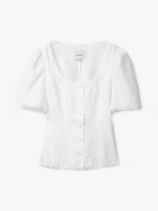 플라워 레이스 린넨 블라우스 (Anabella Linen Top)_화이트 RF14306026