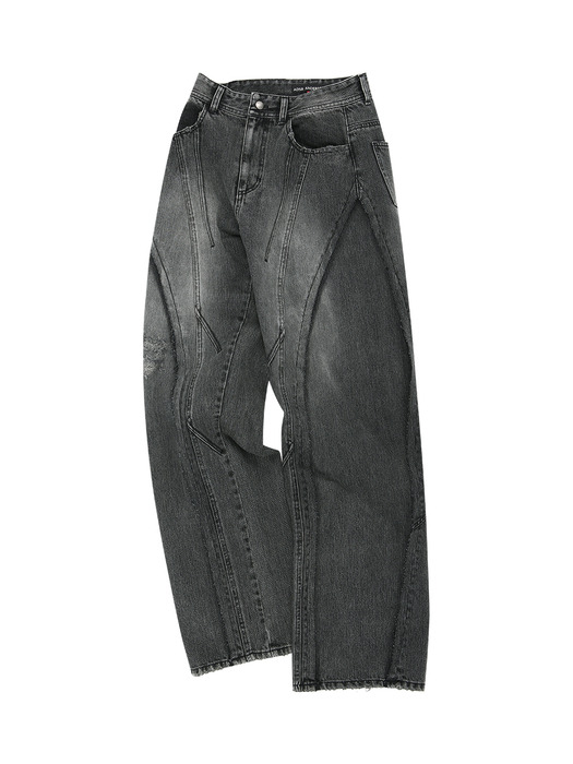 PANEL CARPENTER WIDE-LEG JEANS apa743m(WASHED BLACK)