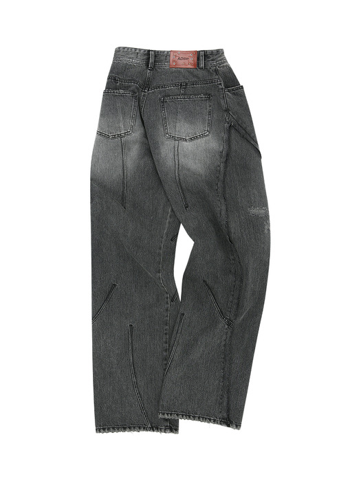 PANEL CARPENTER WIDE-LEG JEANS apa743m(WASHED BLACK)