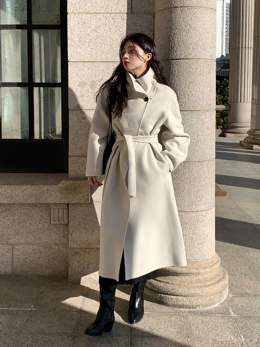 High Neck Long Handmade Coat[LMBCWICT703]-Dove