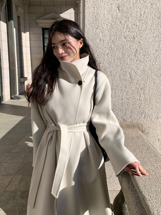 High Neck Long Handmade Coat[LMBCWICT703]-Dove