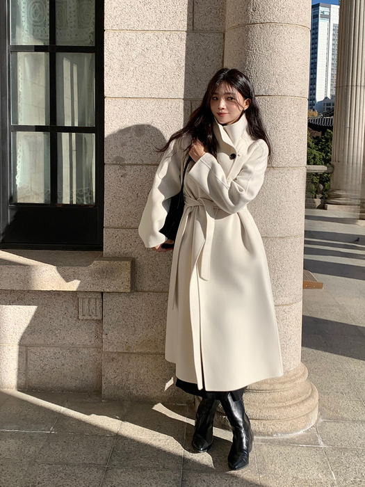 High Neck Long Handmade Coat[LMBCWICT703]-Dove