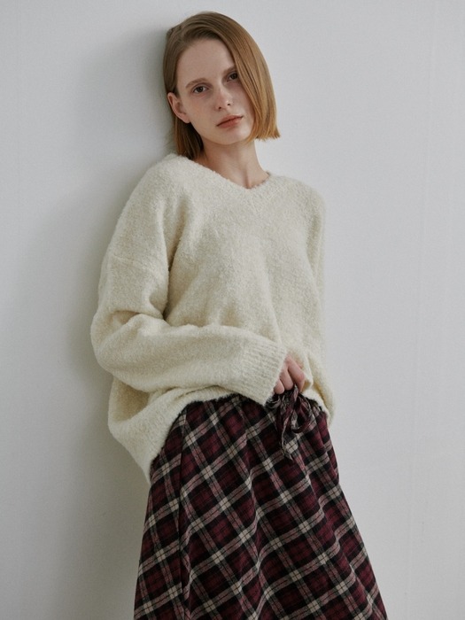 Lucy Check Cotton Skirt_Burgundy