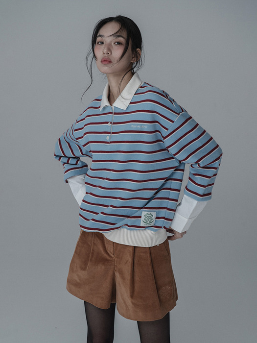 COTTON VELVET TUCK SHORTS+BELT SET_CAMEL BROWN