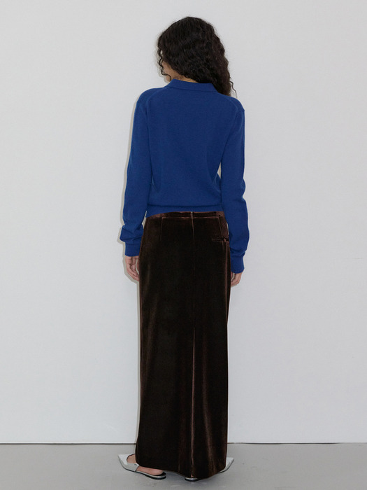 VELVET LONG SKIRT_BROWN