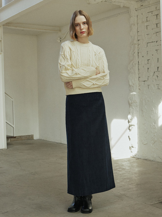 CORDUROY LINE SKIRT_NAVY