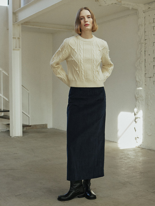 CORDUROY LINE SKIRT_NAVY