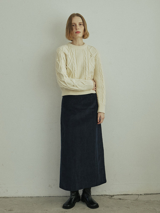 CORDUROY LINE SKIRT_NAVY