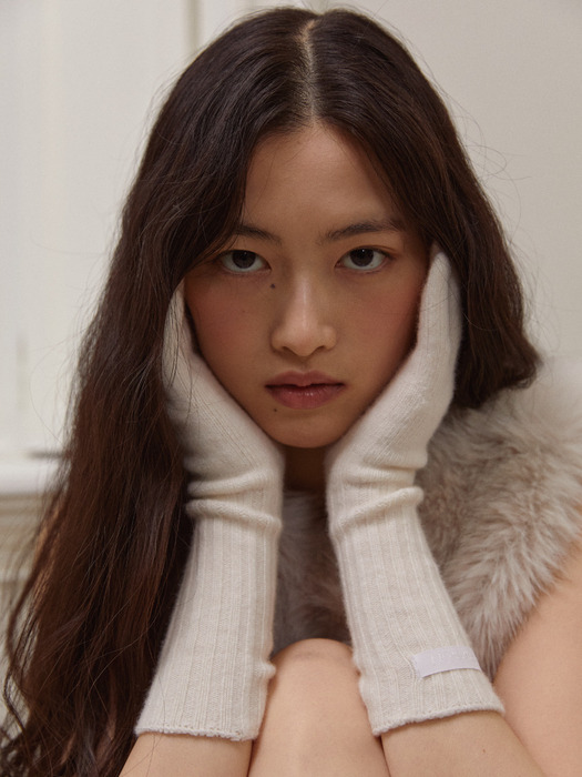 Cashmere blended knit gloves_IVORY