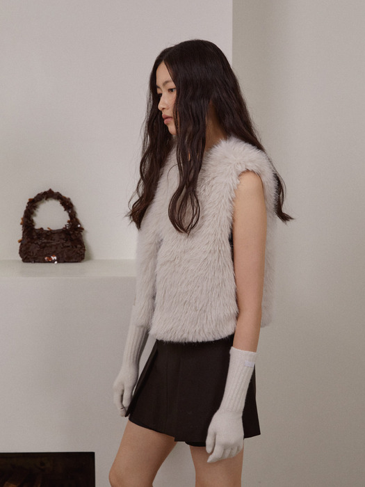 Cashmere blended knit gloves_IVORY