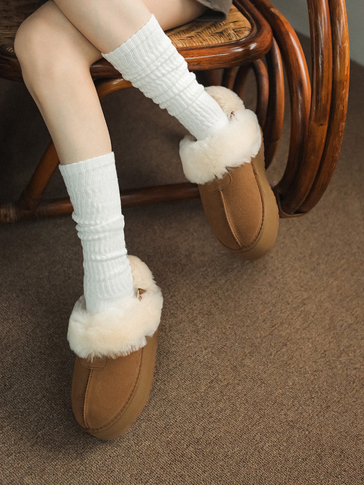 [리퍼브]rfb1023 Platform fur slipper _ 2colors