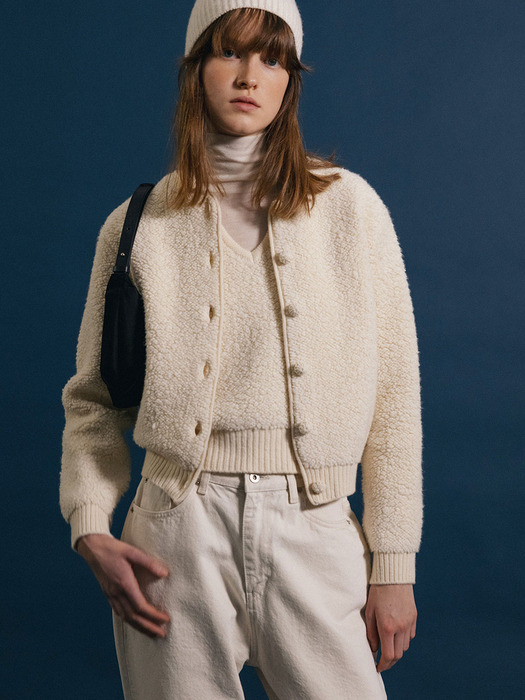 Lett boucle cardigan (Ivory)