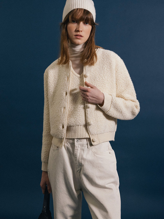 Lett boucle cardigan (Ivory)