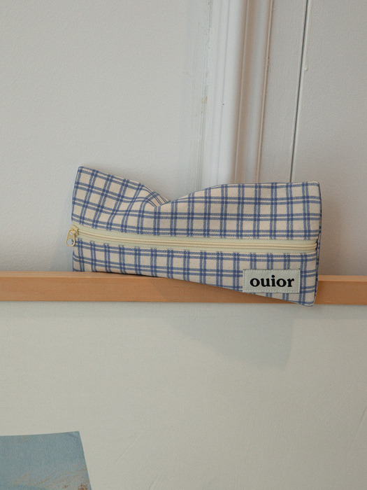 ouior flat pencil case - modern blue (middle zipper)