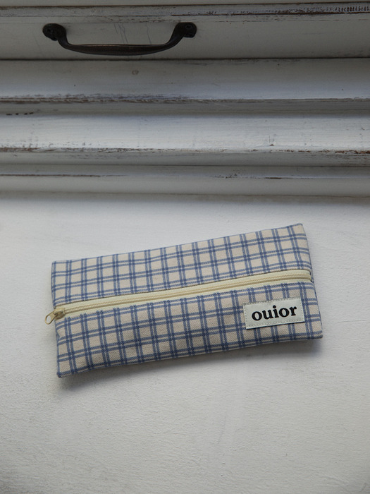 ouior flat pencil case - modern blue (middle zipper)