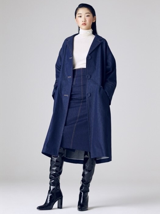 JAL DENIM TRENCH COAT 