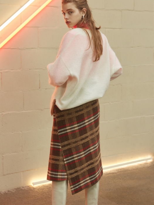 multi-color check wrap skirt