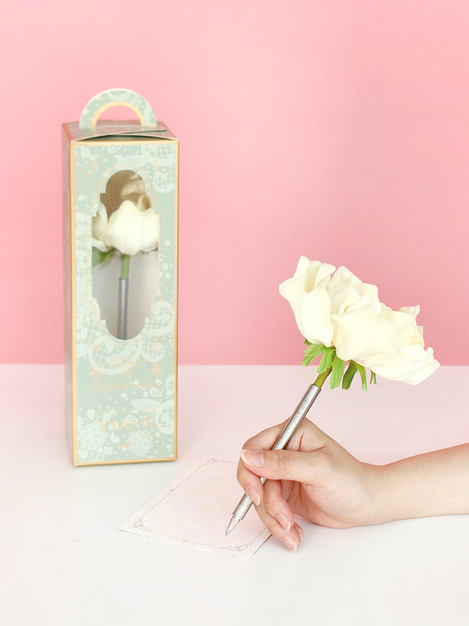 white lovely anemone flower pen