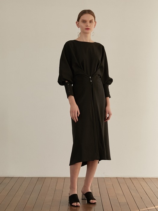 Twoway Button Dress - Black