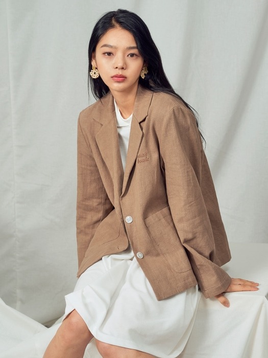 19 LINEN BASIC JK [BROWN]