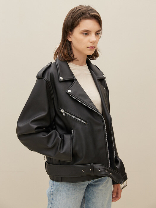 LAMBSKIN OVERFIT RIDER JACKET