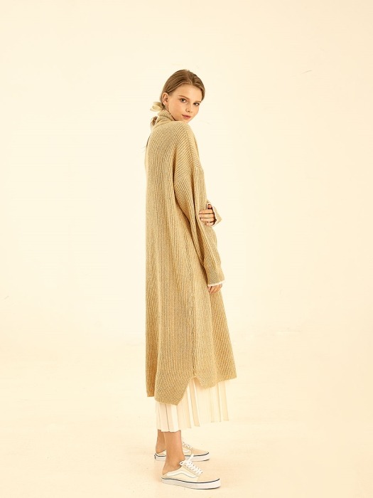 Loose turtle-neck knit dress[beige]