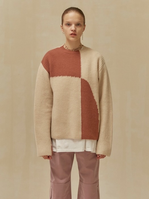 19 WINTER LOCLE COLOR BLOCK KNIT - PINK