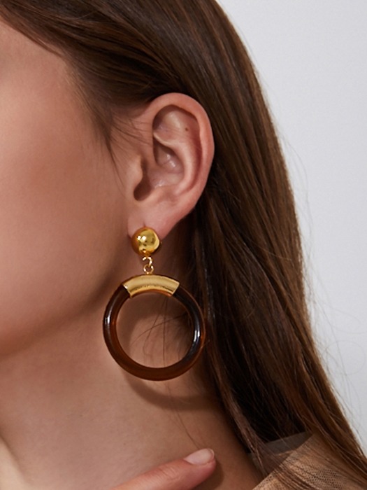 Lovin Pipe Ball Earrings_Khaki Brown