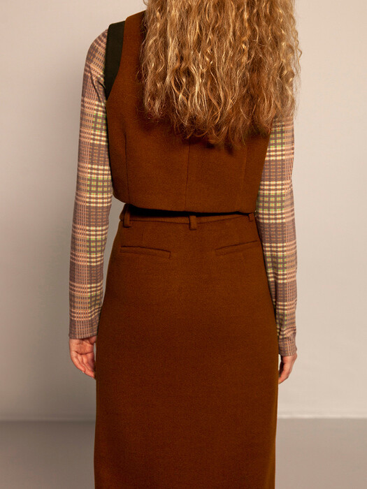 Front Slit Skirt_Brown