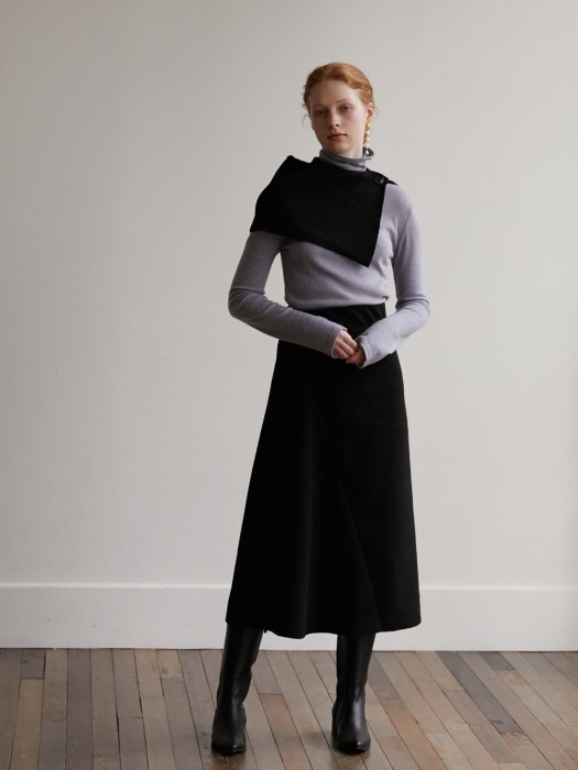 Wool panel skirt - Black